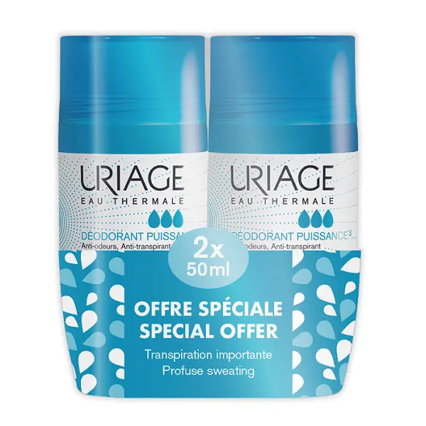 Deodorant roll-on Puissance 3, 2x 50 ml, PACHET PROMO, Uriage