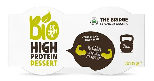 Desert proteic bio, cocos și cacao, 2 x 135 g, The Bridge