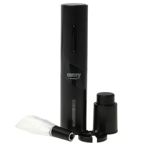 Desfacator electric pentru sticle de vin, Camry CR 4510, plastic, compatibil cu dopuri de 20-24mm (Negru)