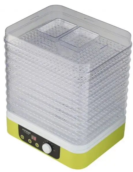 Deshidrator de alimente Concept SO1060, 260 W, 9 tavi patrate 31.3 x 25.5 cm, timer digital, ventilator, 35-70°C, 46 db (Verde)