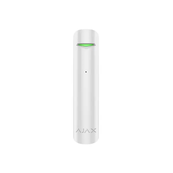 Detector de geam spart wireless Ajax GlassProtect WH, 9 m, 180 grade, contact NC, 868 MHz, RF 1000 m, alb