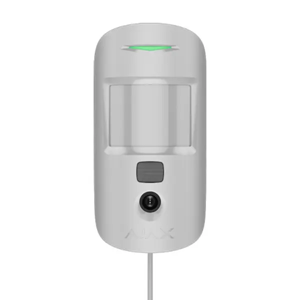 Detector de miscare interior PIR cu camera Ajax MotionCam Indoor Fibra, 12 m, 88.5 grade, pet immunity, verificare foto, cablat, Grad 2 , alb