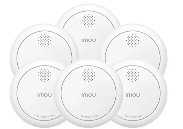 Detector fum Imou ZSM1 Kit-EU-6, alarma 85 dB, notificari aplicatie, 6 detectori