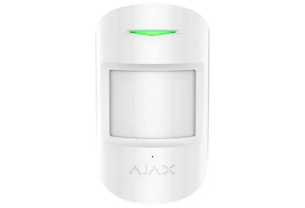 Detector wireless de miscare si spargere geam, PIR si acustic, 12/9 m, imunitate animale, interior, 868 MHz, alb, AJAX COMBIPROTECT WH