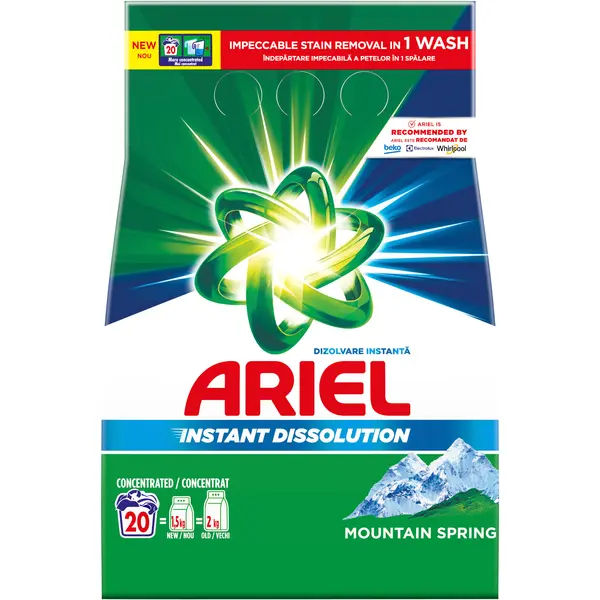 Detergent Automat Pudra Ariel Mountain Spring, 1.5 Kg