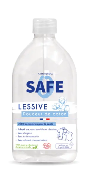 Detergent bio pentru rufe cu parfum de bumbac fara alergeni, 1000ml, Safe