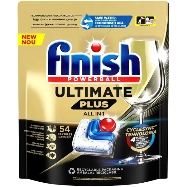 Detergent capsule Finish Ultimate Plus pentru masina de spalat vase, 54 spalari