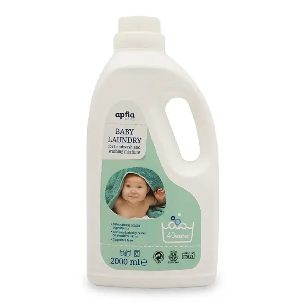 Detergent de rufe lichid Eco, pentru bebelusi, fara parfum, 40 spalari, 2L, Apfia Care