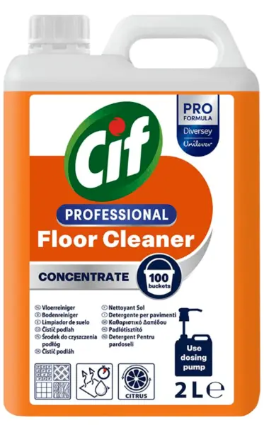 Detergent profesional concentrat CIF pardoseli 2L cu parfum de citrice Detergent profesional concentrat CIF pardoseli 2L cu parfum de citrice