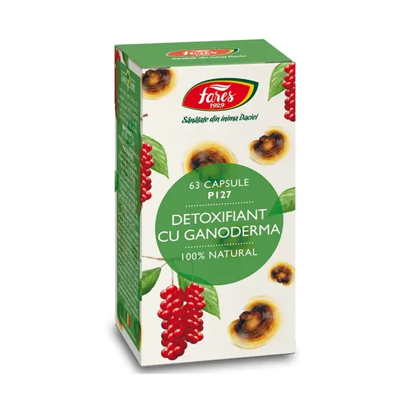 Detoxifiant cu ganoderma, 63 capsule, Fares