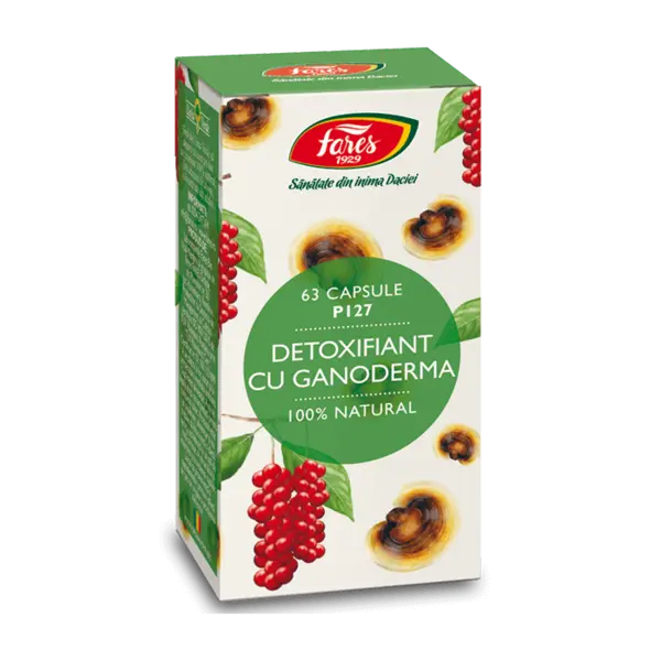 Detoxifiant cu ganoderma, 63 capsule, Fares