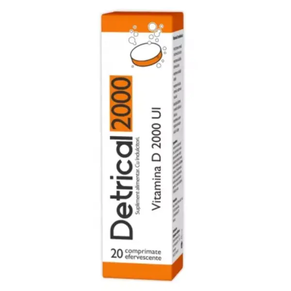 Detrical D3 2000 UI, 20 comprimate efervescente, Zdrovit