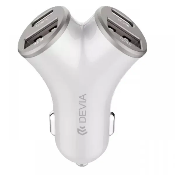 Devia Incarcator Auto Smart Series 2 x USB-A + 2 x Type-C, Fast Charger 48W QC3.0, Argintiu