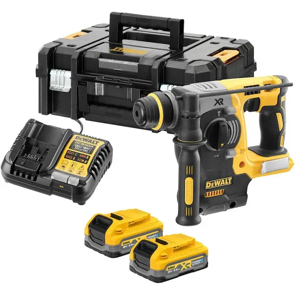 Dewalt Ciocan rotopercutor pe acumulator SDS-Plus DeWALT DCH273S2T, 18V XR, motor fara perii, 1100 RPM, 4600 PPM, 2.1 J energie impact, 2x acumulator Li-Ion 3.5 Ah POWERSTACK, iluminare LED, incarcator si cutie transport TSTAK