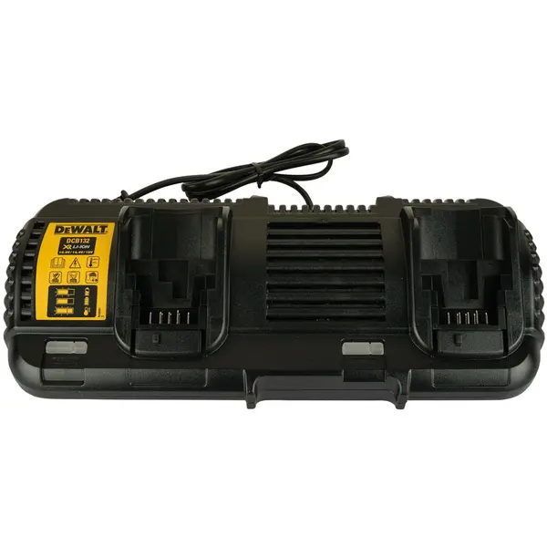 Dewalt Incarcator dublu pentru acumulatori DeWALT DCB132 XR compatibilitate multipla, incarca toate bateriile DeWALT de 10,8V, 12V, 14,4V si 18V XR Li-Ion, sistem de incarcare in 2 etape, indicator LED, Negru