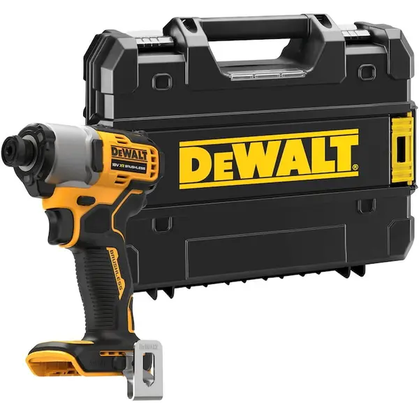 Dewalt Masina compacta de insurubat cu impact pe acumulator DeWALT DCF840D2T, 18V XR, motor fara perii, hexagon 1/4 inch, cuplu maxim 192 Nm, 2x acumulator Li-Ion 2 Ah, iluminare LED, clema fixare centura, adaptor magnetic, cutie transport, incarcator ra