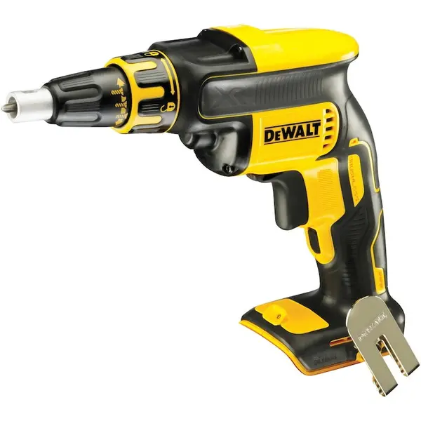 Dewalt Masina de insurubat pentru gips-carton pe acumulator DeWALT DCF620N, 18 V, motor fara perii, cuplu 5-30 Nm, 4400 RPM, iluminare LED, varf insurubare, limitator adancime, agatatoare curea, nu include incarcator/acumulator sau magazie de suruburi