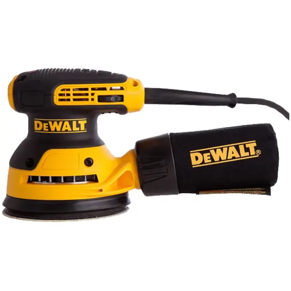 Dewalt Slefuitor orbital/cu excentric electric DeWALT DWE6423, 125 mm, 280W, turatie variabila 8000-11000/min, alimentare 230V, sac pentru praf inclus, compatibil aspiratoare cu DEWALT AirLock, greutate 1.28 kg, Negru-Galben