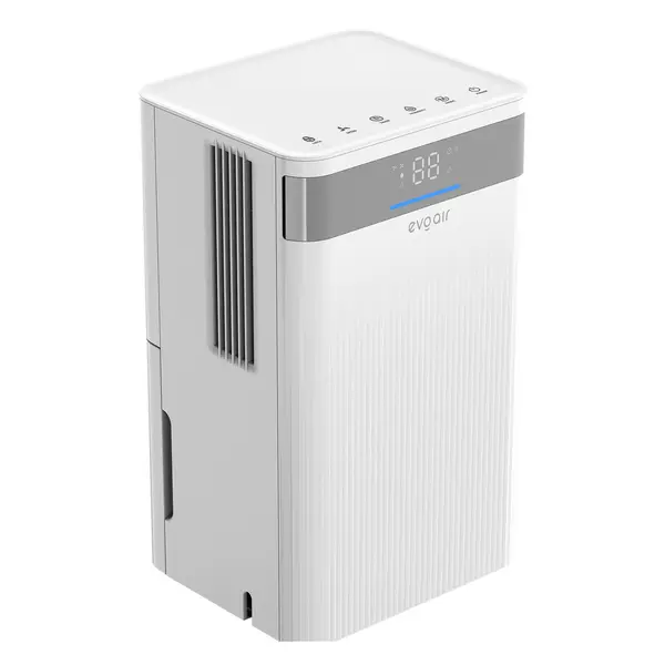 - Dezumidificator Evoair ComfoDry12, 12l/24h, Silentios, Senzor de Umiditate, Uscare Rufe, Mod Noapte, Lumină Ambientală, Drenaj Continuu, Alb
