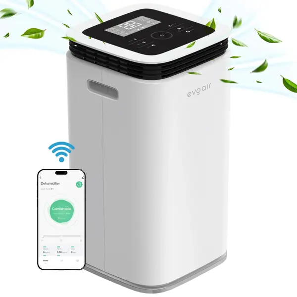 - Dezumidificator Evoair, FlexiDry 16 Smart, 16l/24h, Senzor de Umiditate, Functie Ionizare, Uscare Rufe, Rezervor 2.2l, Alb