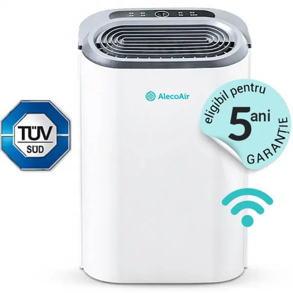 Dezumidificator si purificator cu consum redus de energie AlecoAir D14 PURIFY, 12 l /24h, WiFi, HEPA, Ionizare, Uscare Rufe