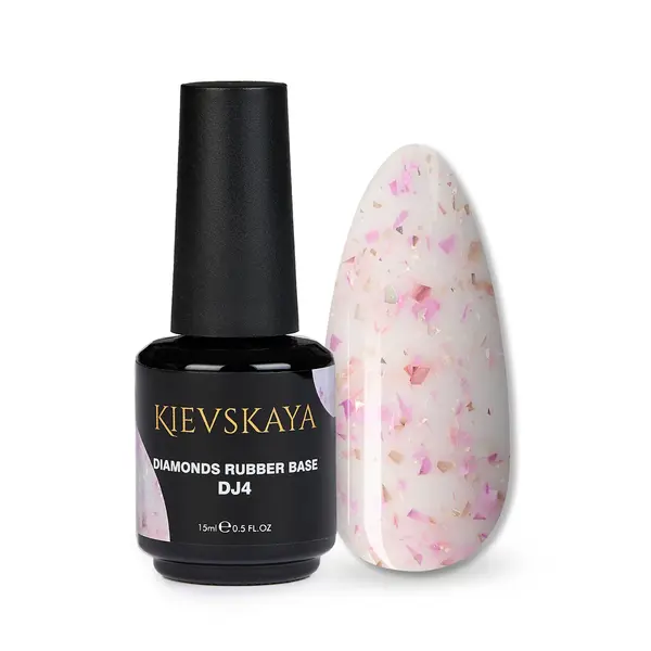 Diamonds Rubber Base Kievskaya Nr. 04 15ml | Bază rubber color cu particule roz