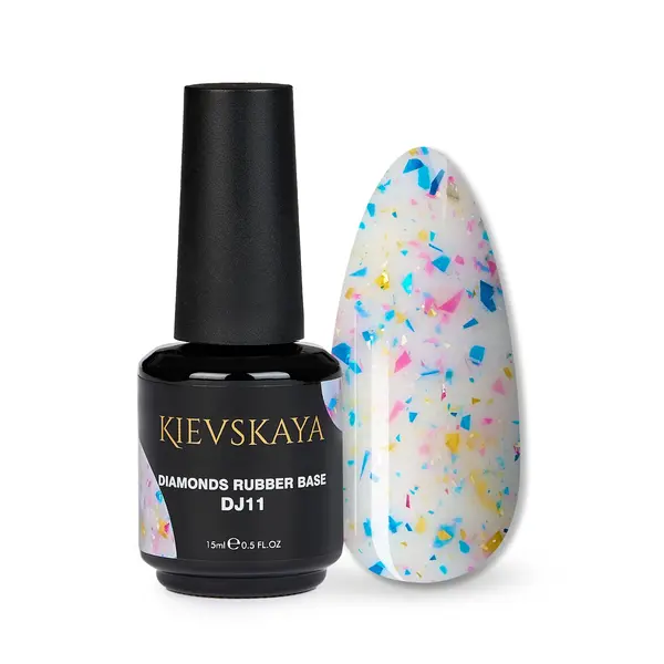 Diamonds Rubber Base Kievskaya Nr. 11 15ml | Bază rubber color cu particule multicolore
