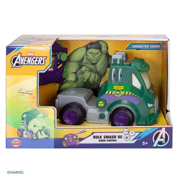 DICKIE TOYS MARVEL RAZBUNATORII MASINA RC CU TELECOMANDA 2.4GHz HULK SMASH CU SUNETE SCARA 1 LA 24