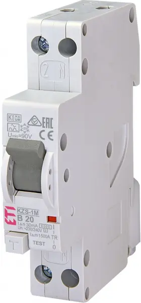 diferential rcbo kzs-1m 1p+n a b20/0.03 6ka 002175205