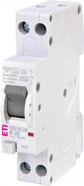 diferential rcbo kzs-1m-uni 1p+n a b20/0.01 002176005