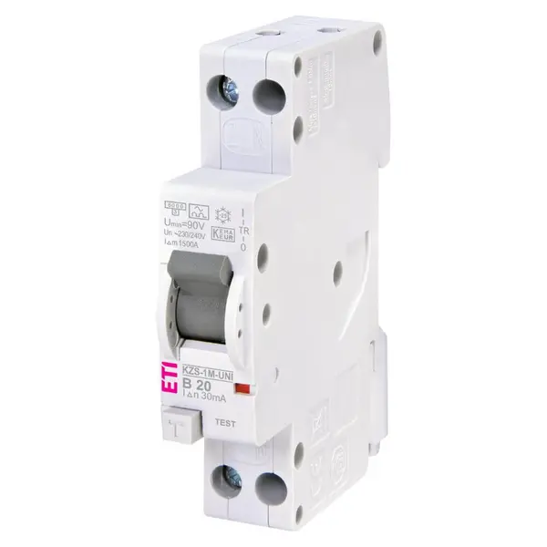 Diferential RCBO KZS-1M-UNI 1p+N A B20 0.03 - ETI 002176025