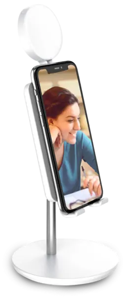 Digipower Shine Light Stand Suport Smartphone cu Lampa LED, 3 Moduri de Lumina, Inclinare 45 Grade, Pliabil, Alimentare USB