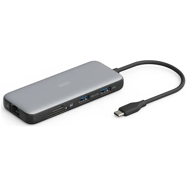 Digitus Docking Station Digitus DA-70915, USB-C, 2x HDMI 4K/60Hz, 2x USB-A 3.2 Gen 2, Gigabit Ethernet, Cititor carduri SD/MicroSD, PD 100W