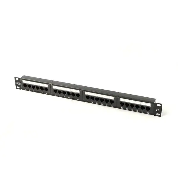 Digitus Panou de patch-uri CAT 5e, neecranat, 24 porturi RJ45, 8P8C, LSA, 1U, montare in rack, negru, 482x44x109