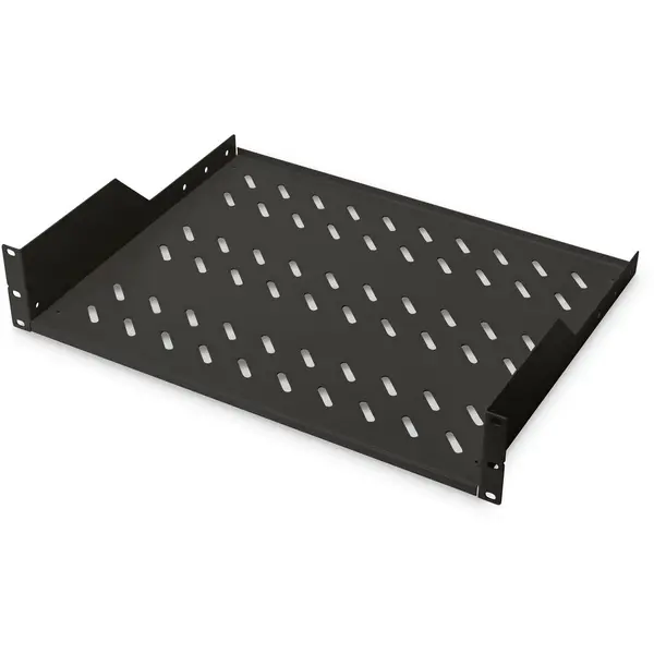Digitus Raft DIGITUS DN-19 TRAY-2-SW, pentru adancime rack pana la 450 mm, 2U, greutate suportata 25 kg, Negru