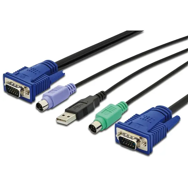 Digitus Set de cabluri, Digitus, VGA, mouse PS/2, tastatura PS/2, USB, Multicolor