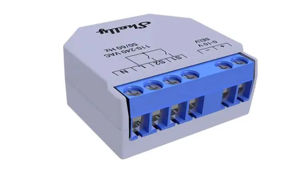 Dimmer lumini si valve Shelly Plus 0-10V Dimmer, Wi-Fi, Bluetooth, control din aplicatie, montare perete