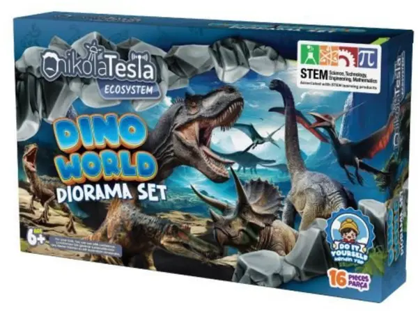 Dioramă cu nisip de joacă Nikola Tesla - Dinozauri, 16 piese