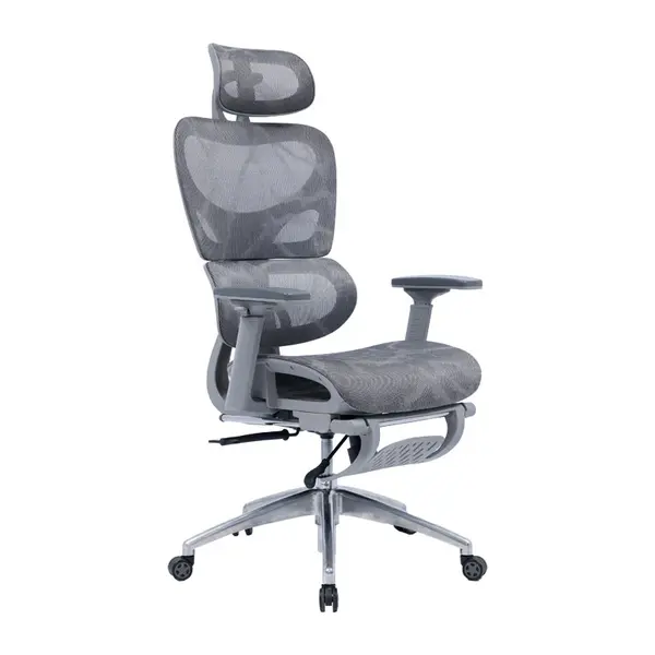 Director scaun birou cu suport pentru picioare Thelonius, Gri, 61x63x125 cm