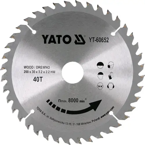 Disc Circular lemn 210 x 30 x 3.2 mm cu 40 dinti Yato YT-60652