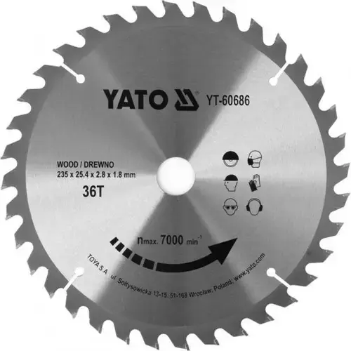 Disc Circular Pentru Lemn Yato YT-60686, 235X36Tx25,4Mm