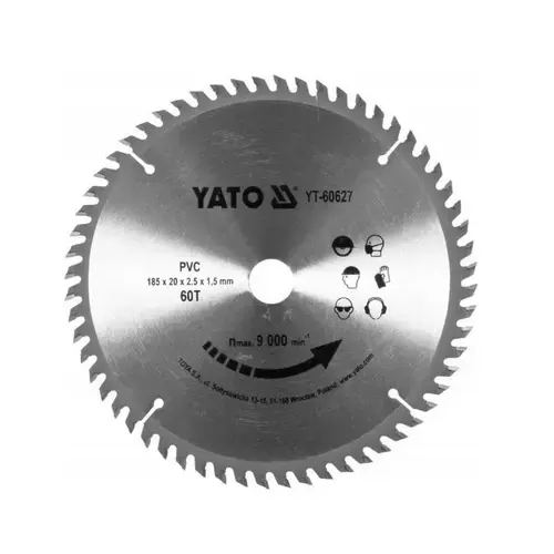Disc circular pentru PVC, Yato YT-60627, 185x20x2.5mm