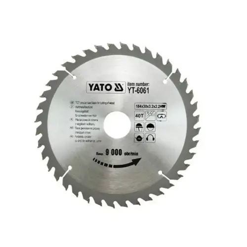 Disc cu placute vidia pentru lemn 184mm, Yato YT-6061, 40 dinti