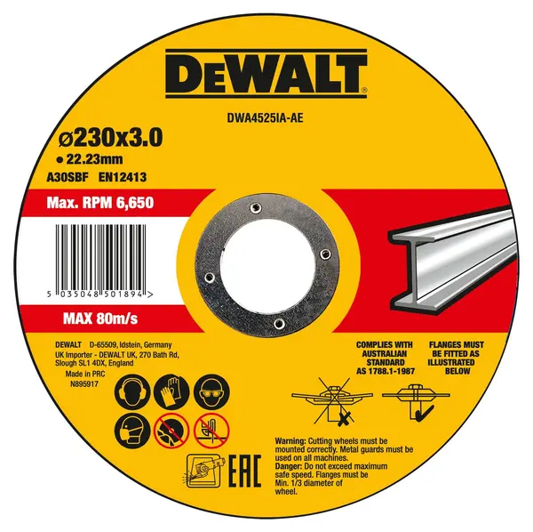 Disc de tăiere metal DeWALT - DWA4525IA-AE, 23.0 x 0.3 x 2.22 cm