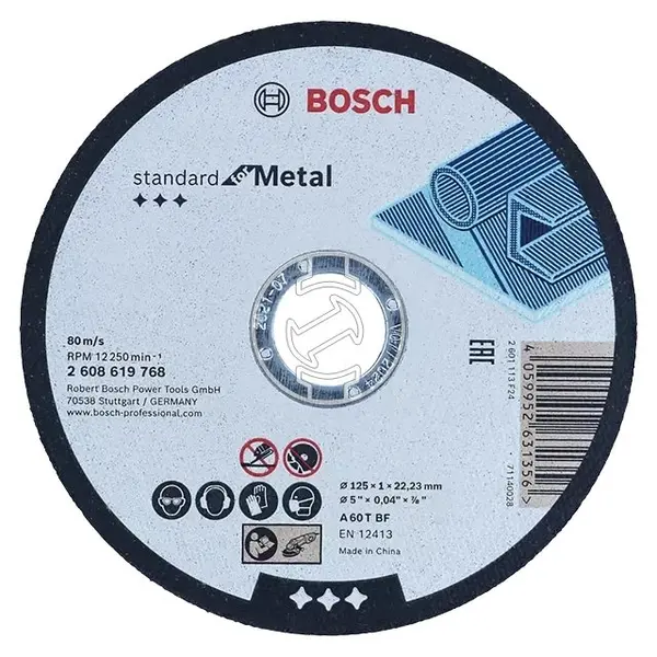 Disc de taiere Standard for Metal Bosch 2608619768, 125 x 22,23 x 1 mm
