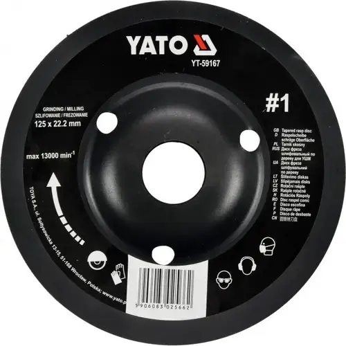 Disc Depresat Raspel pentru Lemn 125X22.2MM YATO YT-59167