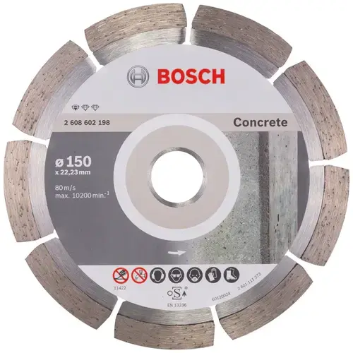 Disc diamantat Bosch Professional Standard pentru beton, 150 x 22,23 x 1.6 x 10 mm