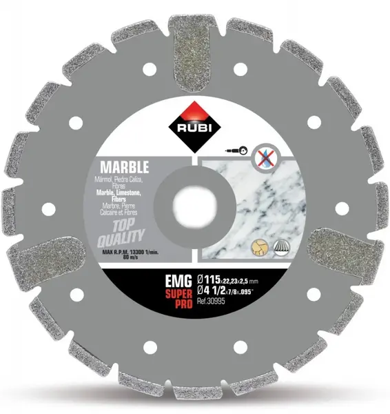 Disc diamantat galvanizat pt. marmura 115mm, EMG 115 SuperPro - RUBI-30995