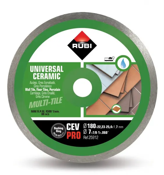Disc diamantat pt. gresie si faianta 180mm, CEV 180 Pro - RUBI-25912