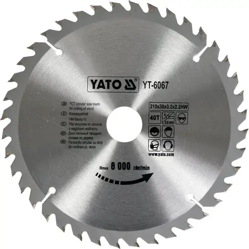 Disc fierastrau circular pentru lemn 210x40x30mm, Yato YT-6067